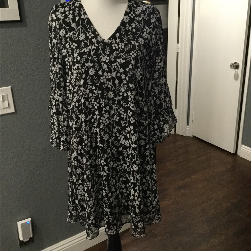 Calvin Klein Black and White Floral Dress